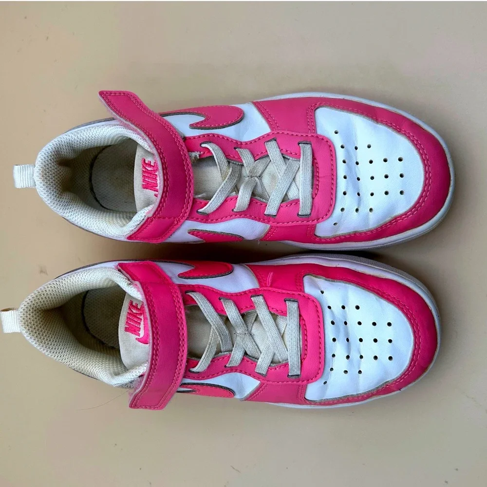 Nike Court Borough Low 2 Pink White Kids Sneakers DV5457-123 Size 13.5C